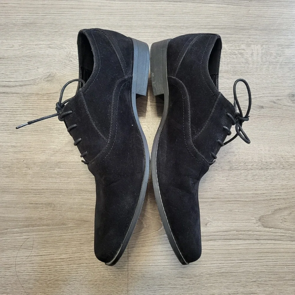 ASOS Mens Black Faux Suede Oxford Dress Shoes Lace Up Formal‎ Almond Toe SIZE 9